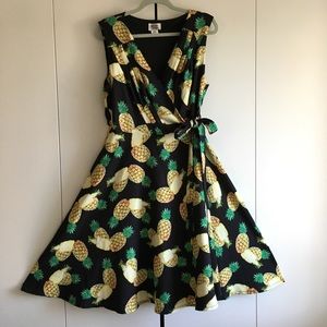Unique Vintage Pineapple Wrap Dress - AMAZING!